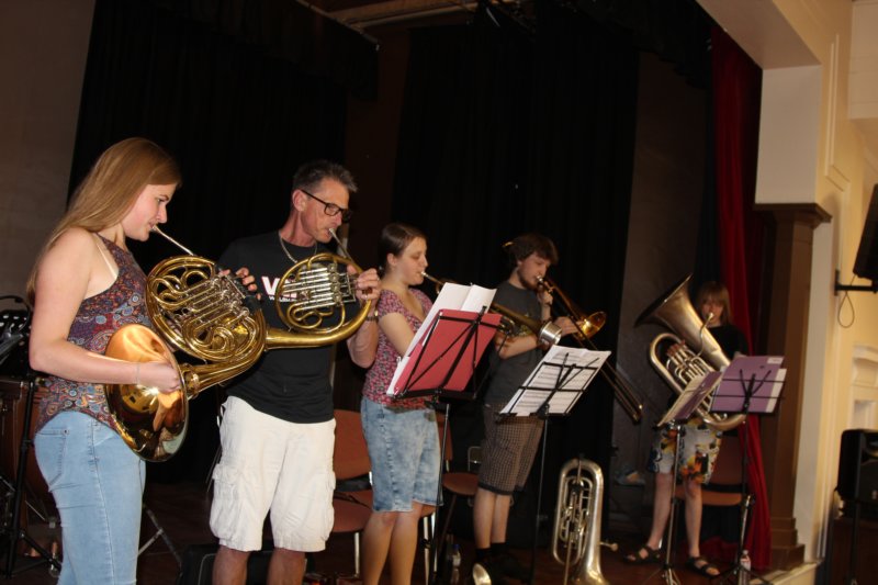 Brass section practicing