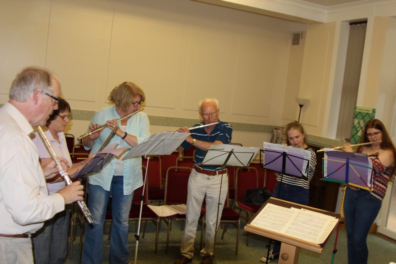 Flute section practicing