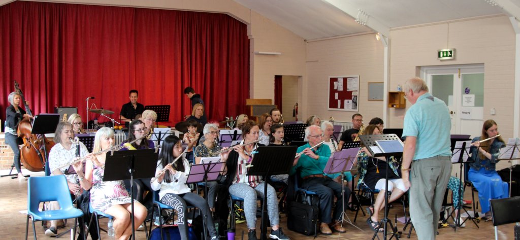 Orchestra practicing as a group