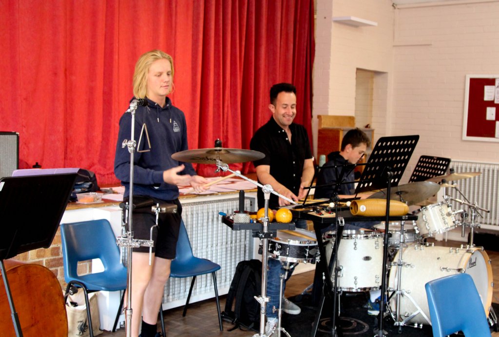 Percussion section practicing