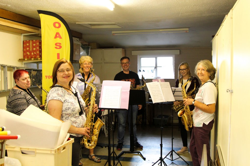 Saxaphone section practicing