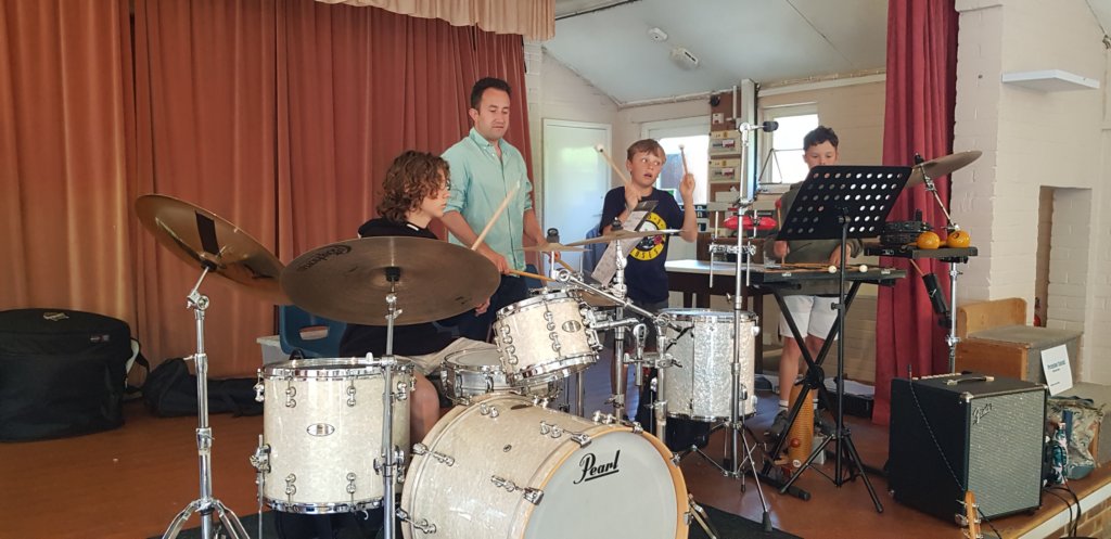 Percussion section practicing