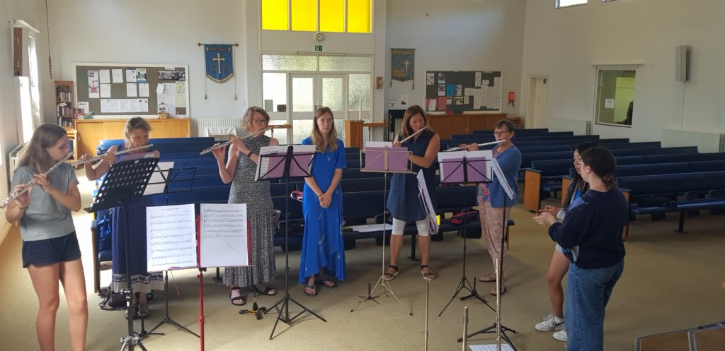 Flute section practicing