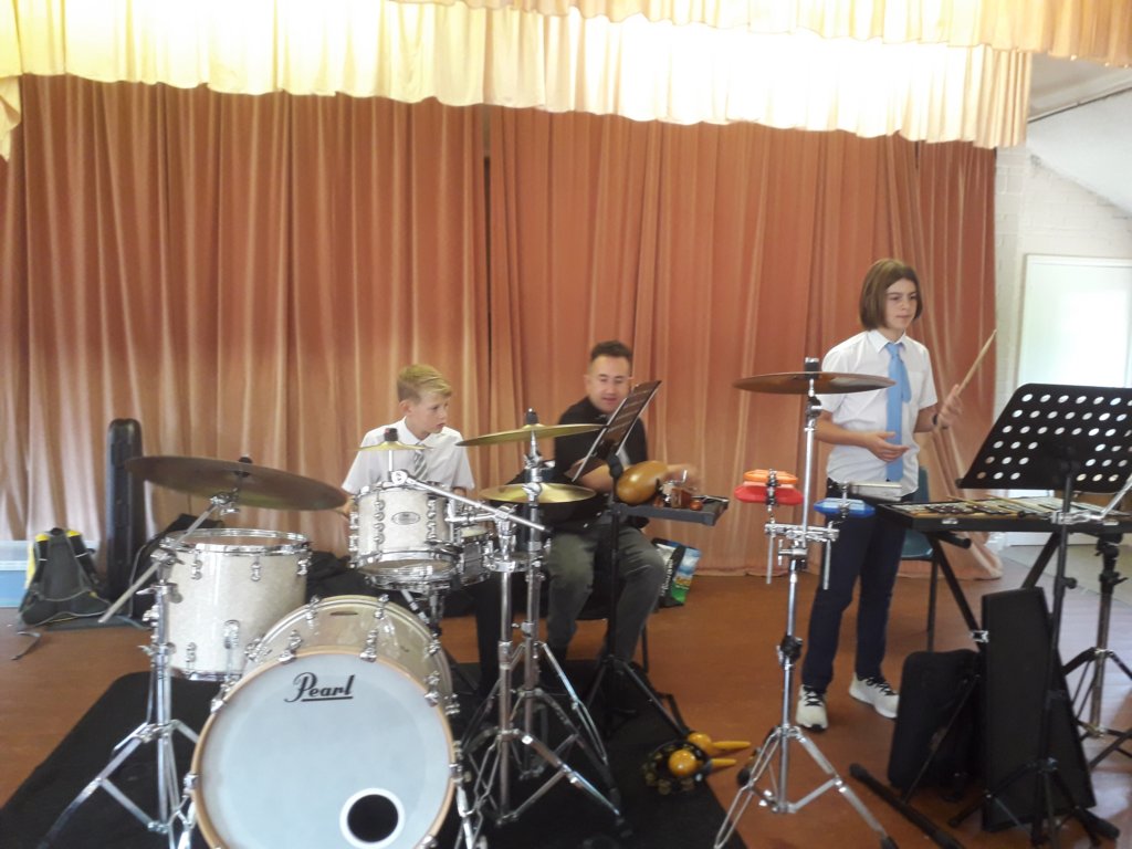 Percussion section practicing