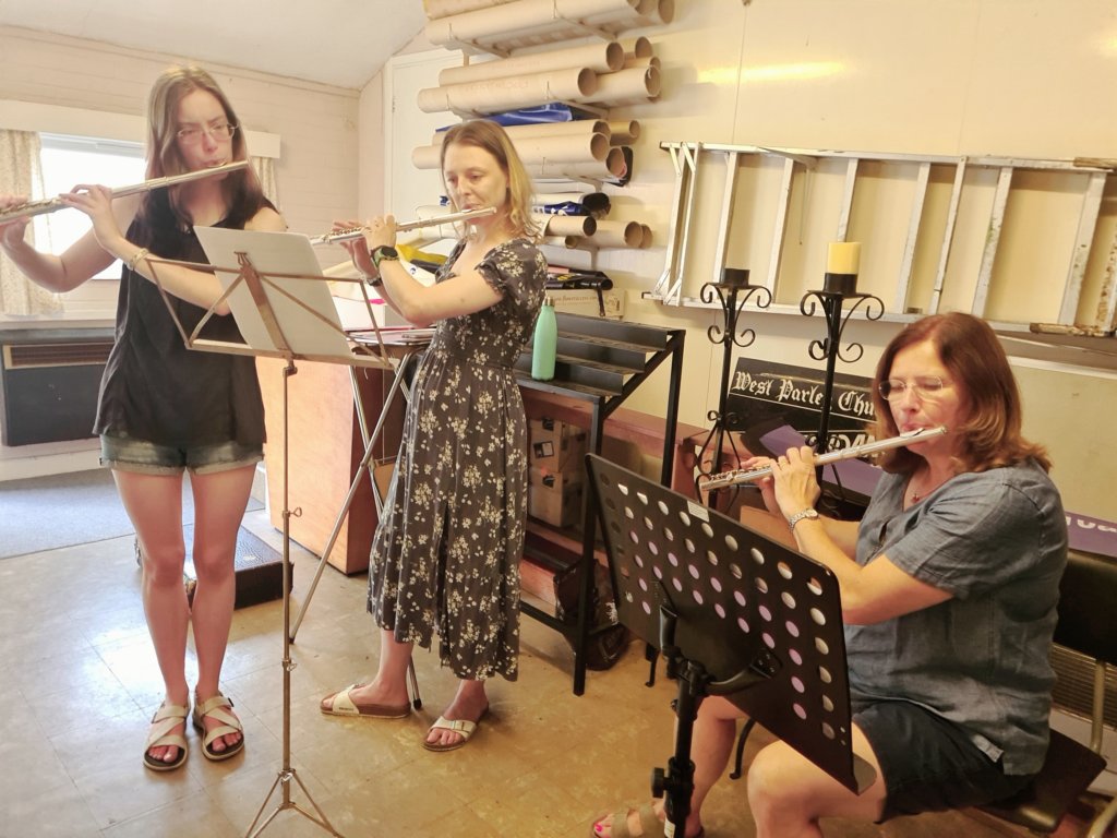 Flute section practicing